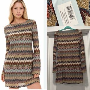 Hill house nwt Nathalie Multicolor Chevron Knit Dress